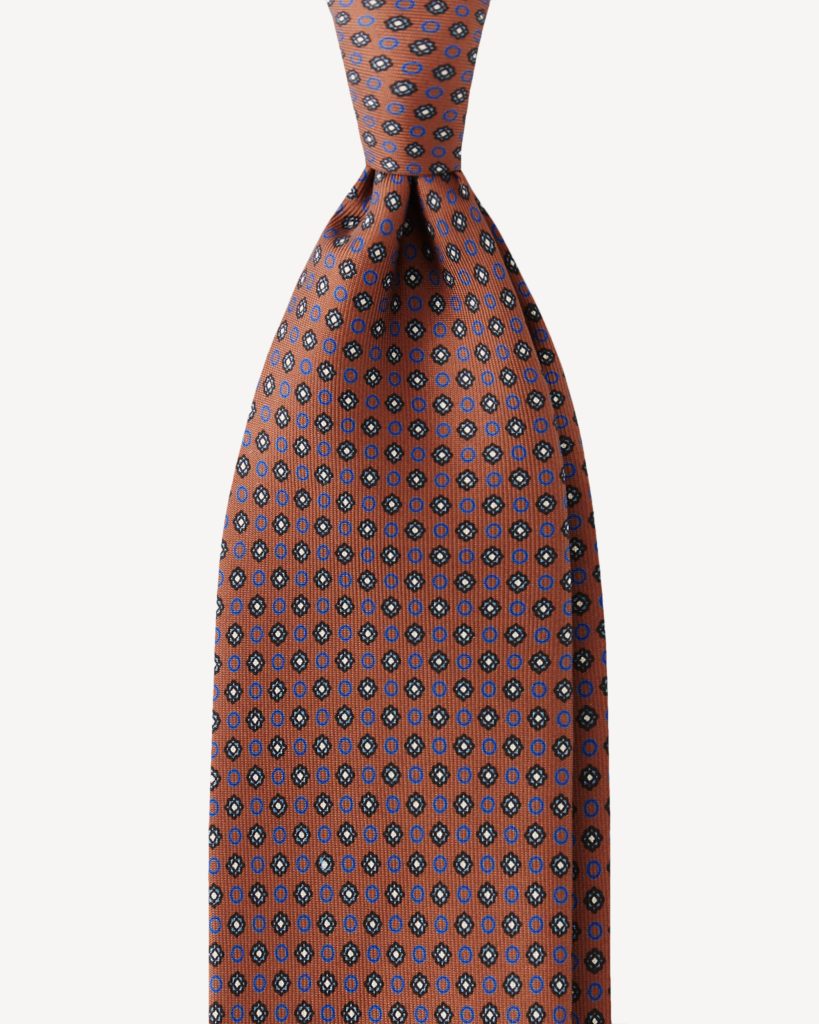 Mix Floral Handprinted Selftipped SILK TIE – Bronz Mix