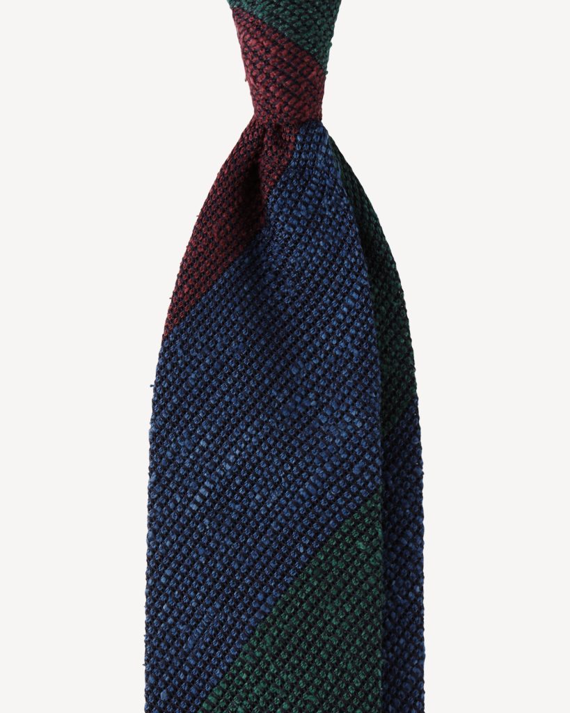 Block Stripe Handrolled Woven Grenadine/Shantung Tie - Club Mix