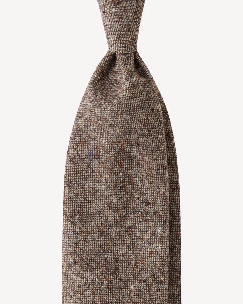 Woven Donegal Wool Untipped Tie - Beige