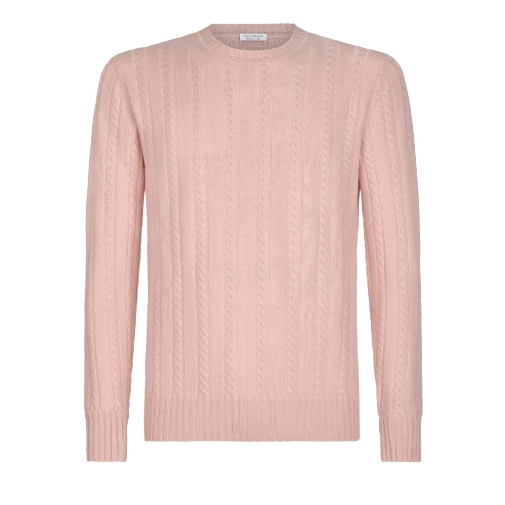 Cable Knit Lambswool Sweater - Pink
