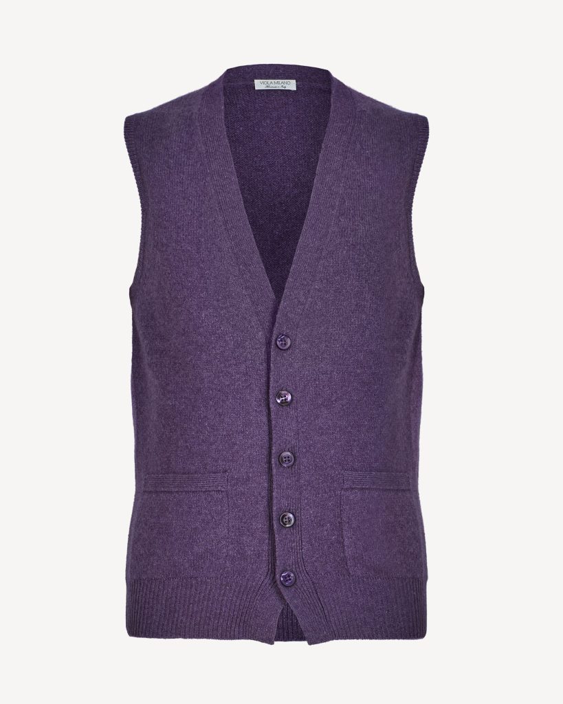 SLEEVELESS 100% LAMBSWOOL CARDIGAN – Purple