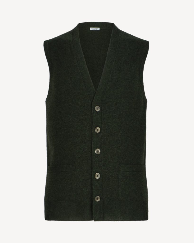 SLEEVELESS 100% Lambswool CARDIGAN – Forest