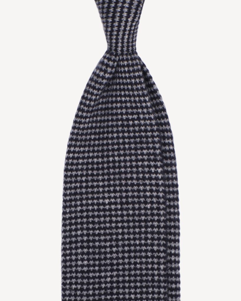 Two-tone Knitted 100% Cashmere Tie - Dark Grey