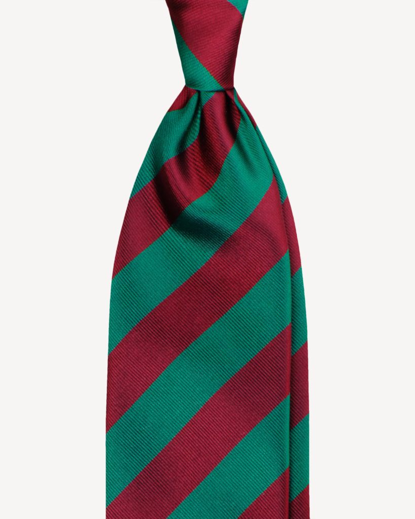 Classic Stripe Handrolled Vintage Silk Tie - Verde/Rosso