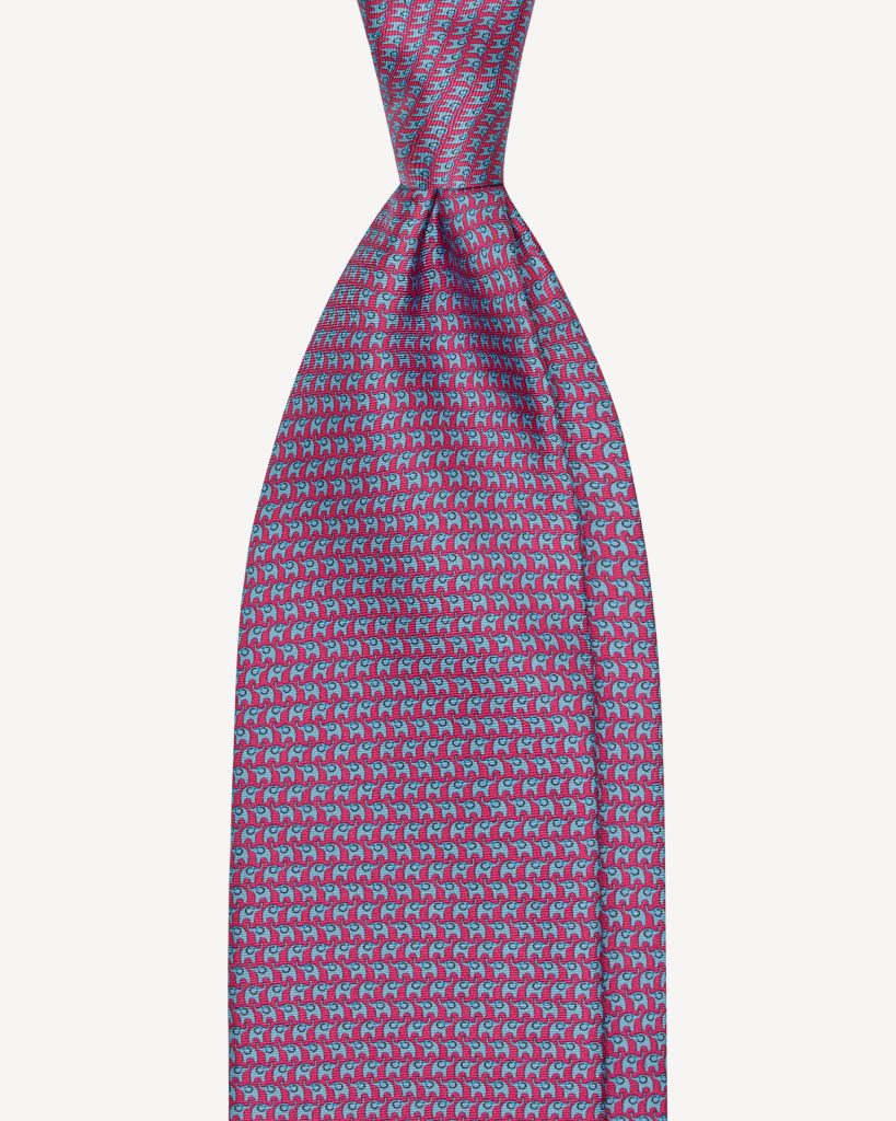 Animal Printed SELFTIPPED SILK TIE – Rose Elephant