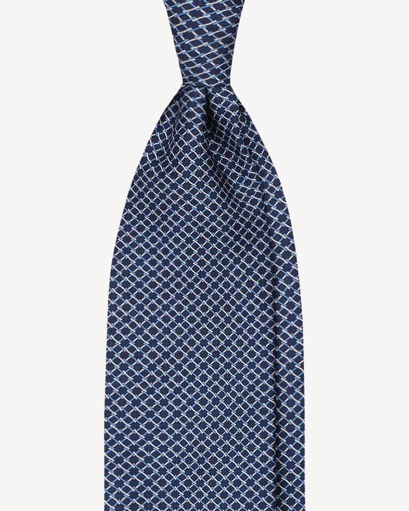 Artisan Chain Selftipped Italian Silk Tie - Navy/Sea
