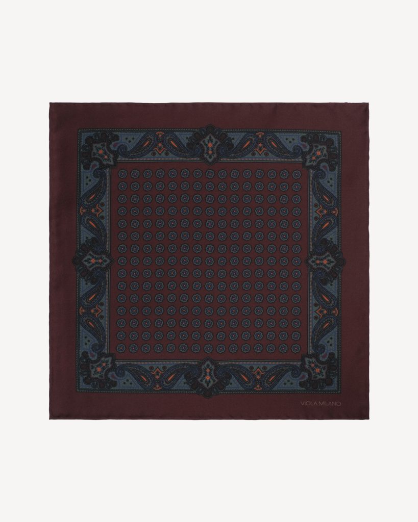 Artisan Floral Archive Printed Silk Pocket Square - Brown Mix