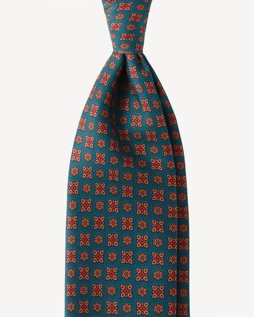 Artisan Floral Handprinted Untipped SILK TIE – Verde