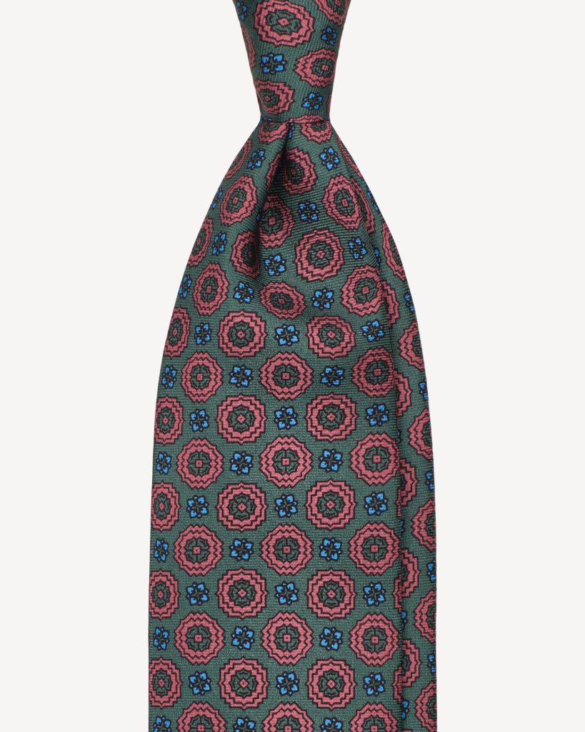 Artisan Floral Selftipped Italian Silk Tie - Verde