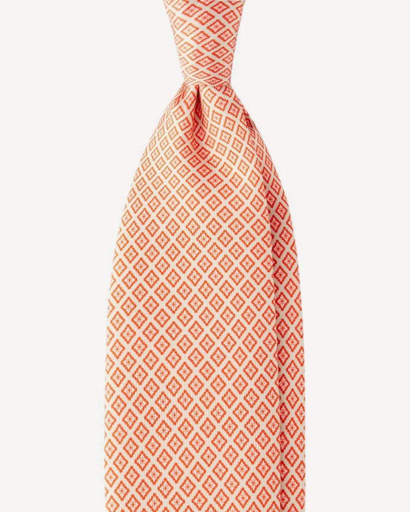 Artisan Pattern SELFTIPPED SILK TIE – Champagne