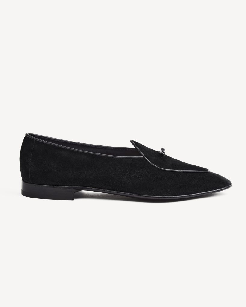 Unlined Belgian Suede Loafer - Black