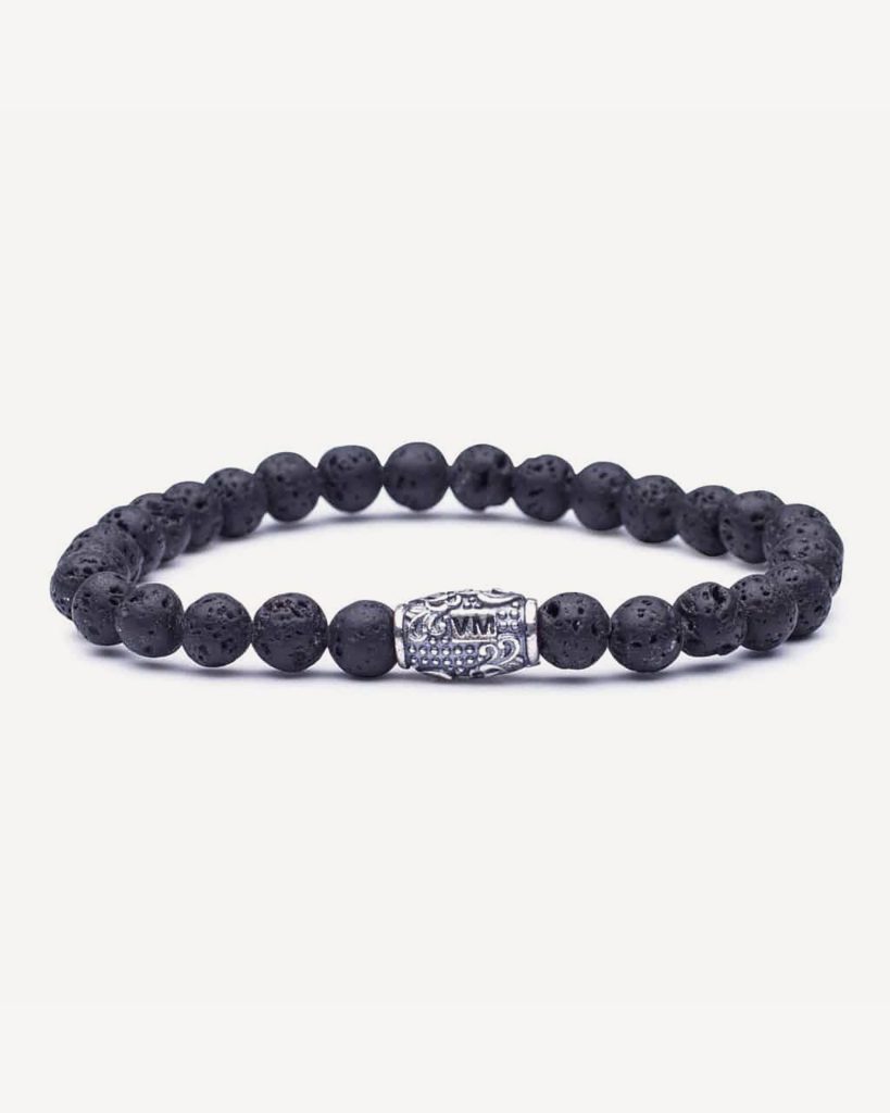 Natural 6 mm Lava stone Bracelet - Black Igneous