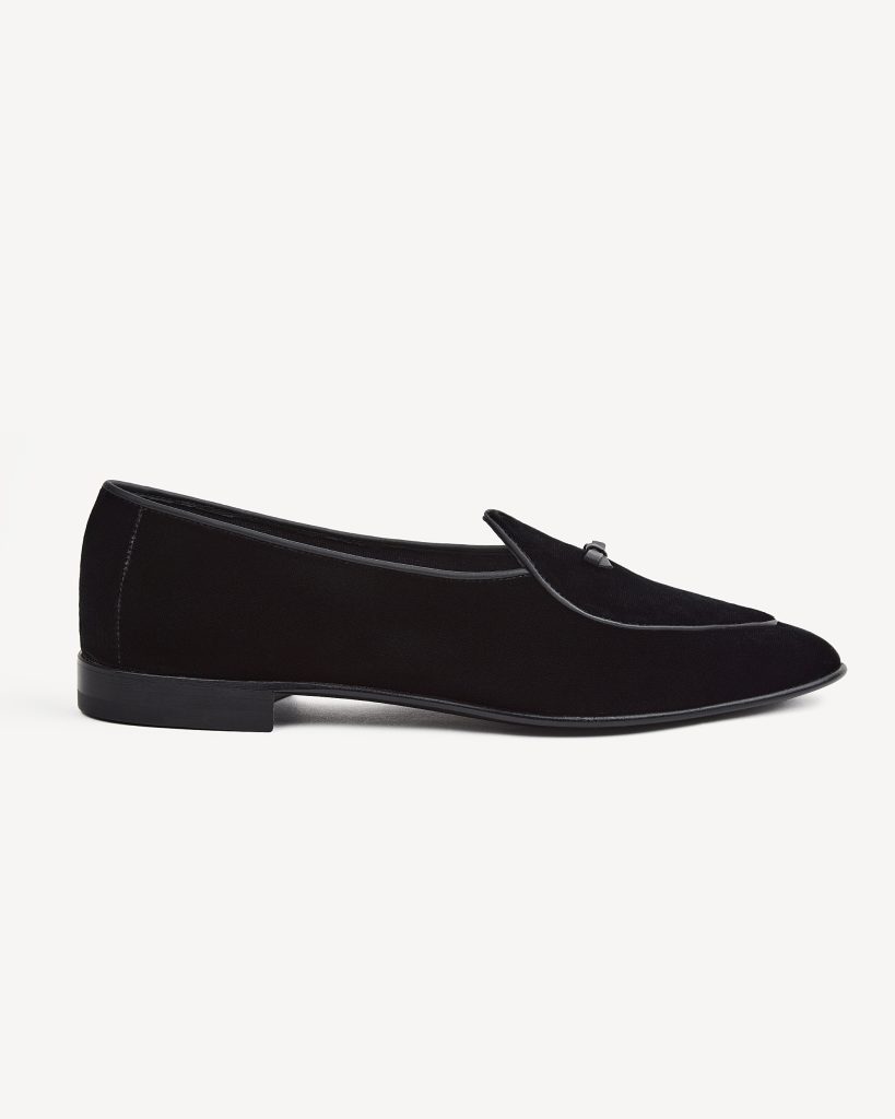 Unlined Belgian Velvet Loafer - Black