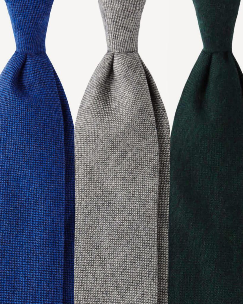 Box of 3 X Solid 3-fold Handrolled 100% Cashmere Ties