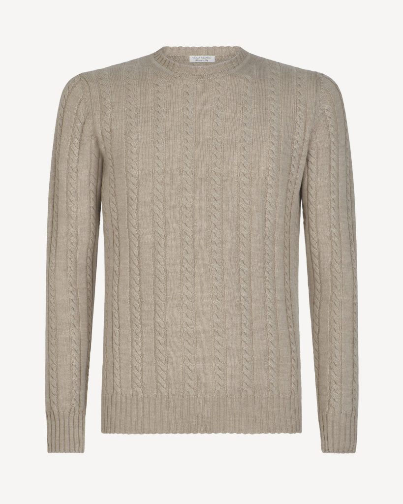 Cable Knit 100% Cashmere Sweater - Beige