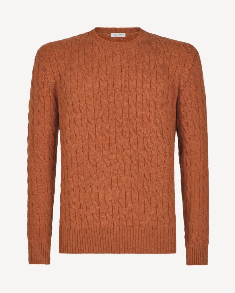 Cable Knit 100% Cashmere Sweater - Orangia