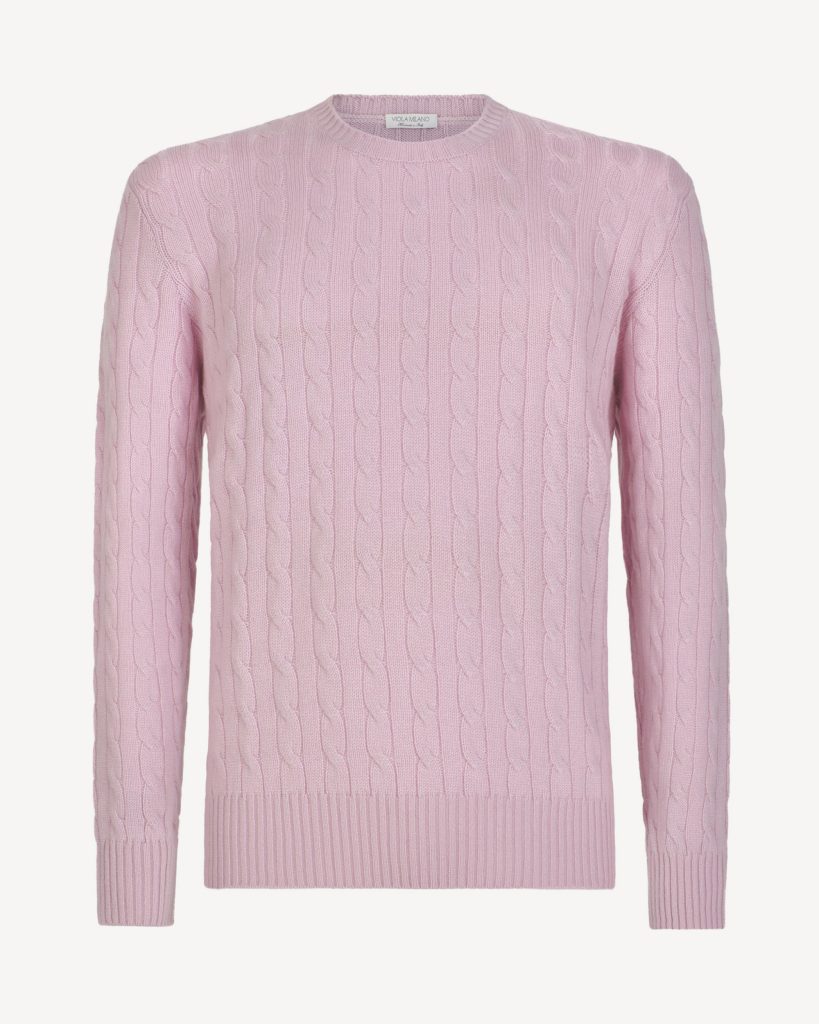 Cable Knit 100% Cashmere Sweater - Pink