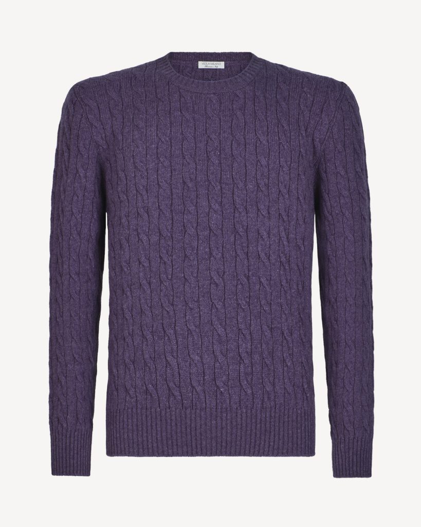 Cable Knit 100% Cashmere Sweater - Viola