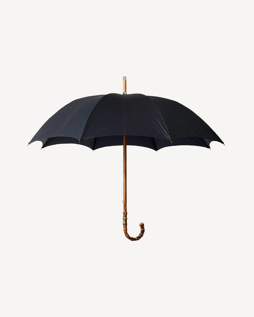 Classic Polka dot Bamboo Umbrella - Navy/White