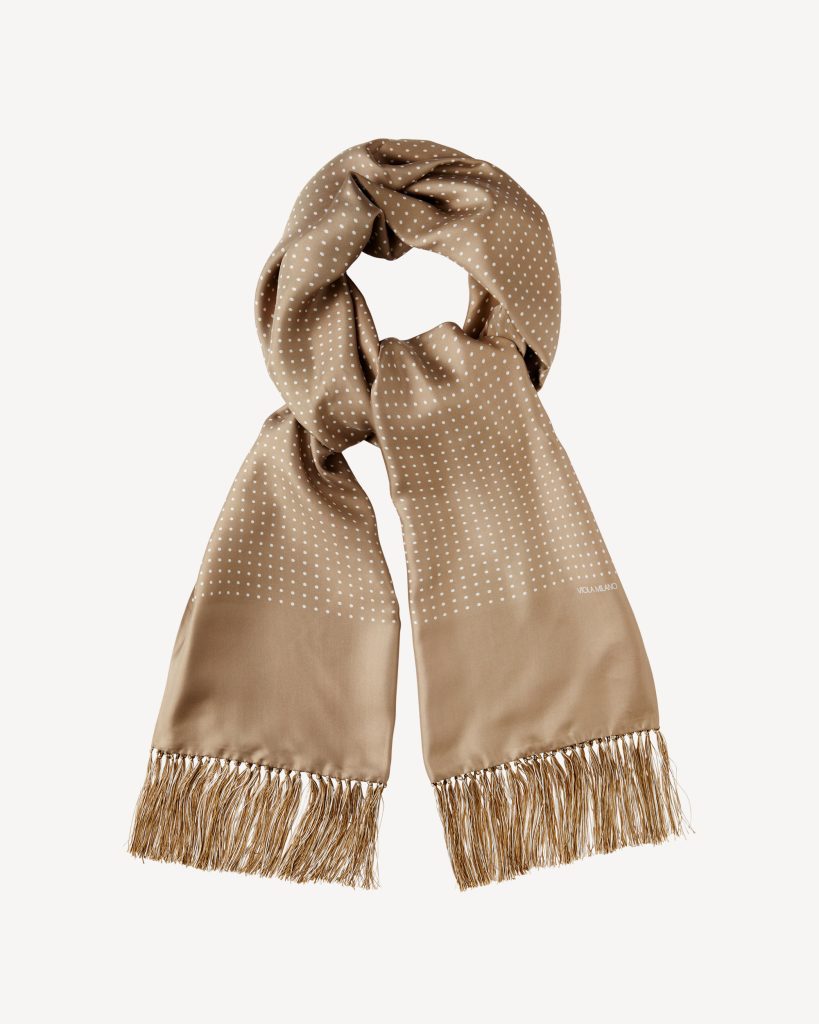 Classic Polka Dot Madder Silk Scarf - Beige