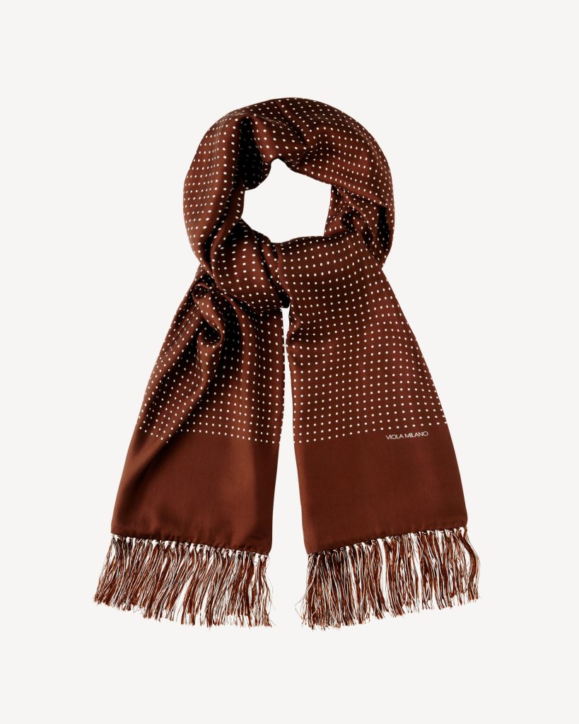 Classic Polka Dot Madder Silk Scarf - Brown