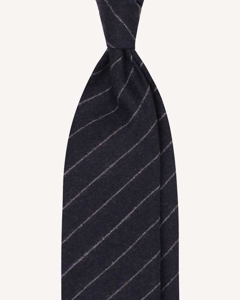 Classic Shalk Stripe Untipped Vintage Flannel Tie - Navy