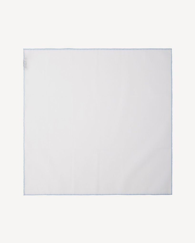 Carlo Riva Shoestring Cotton/Linen Pocket Square - Light Blue