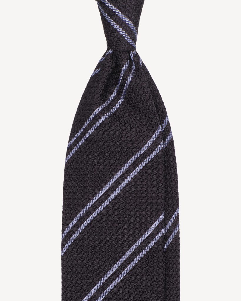 Classic Stripe 3-fold Grenadine Tie - Navy/Blue