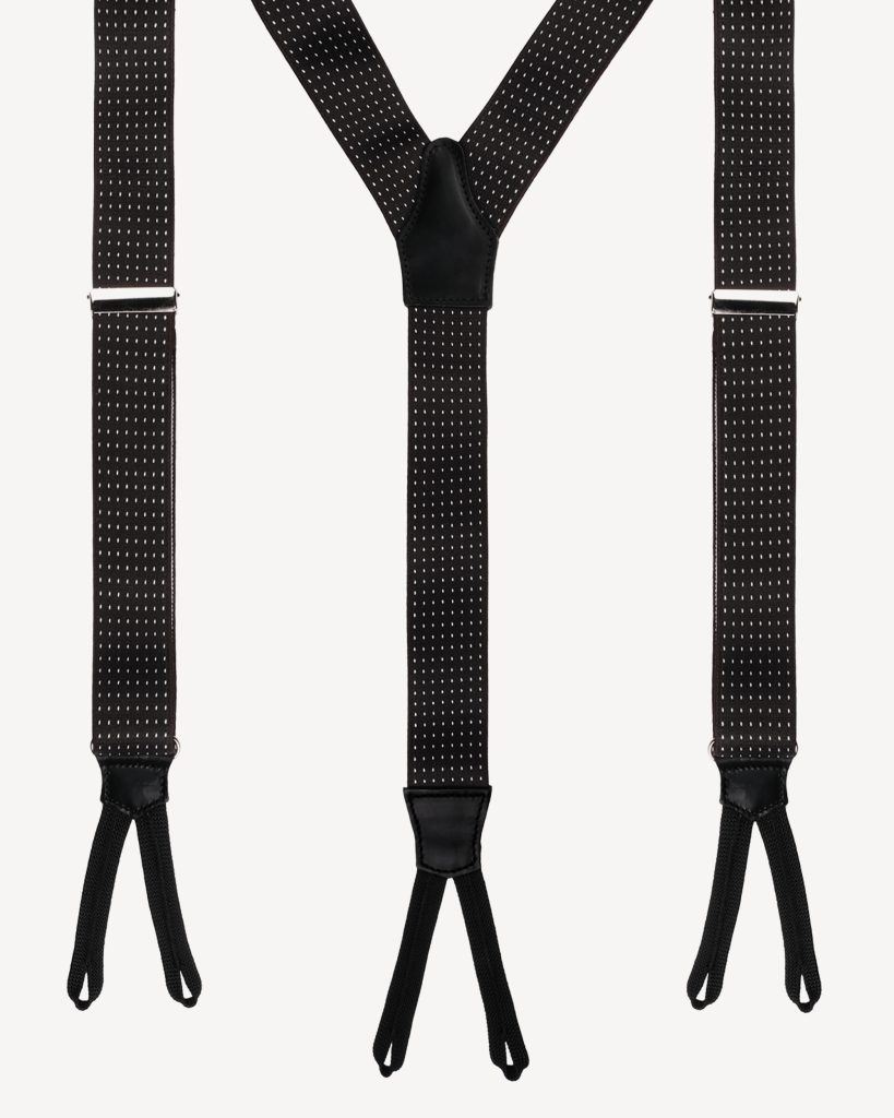 Classic Width Braces l Braid Ends - Polka Dot Black
