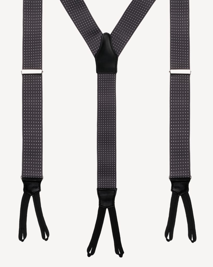 Classic Width Braces l Braid Ends - Polka Dot Grey