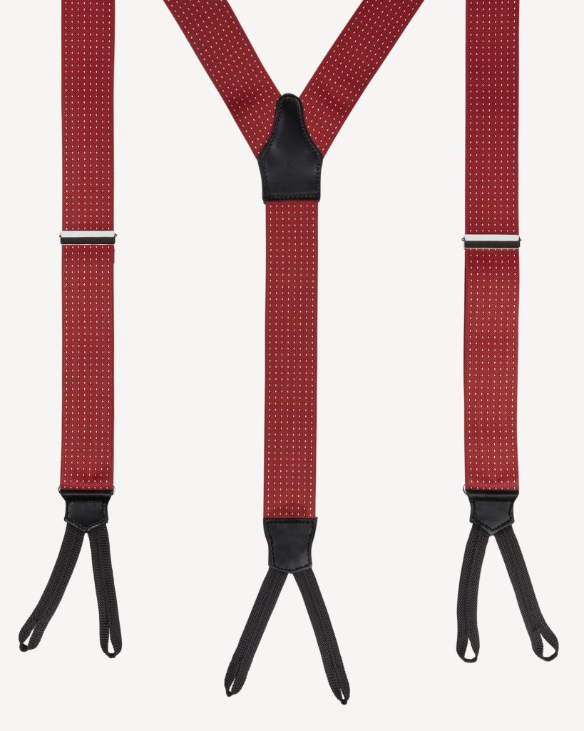 Classic Width Braces l Braid Ends - Polka Dot Red