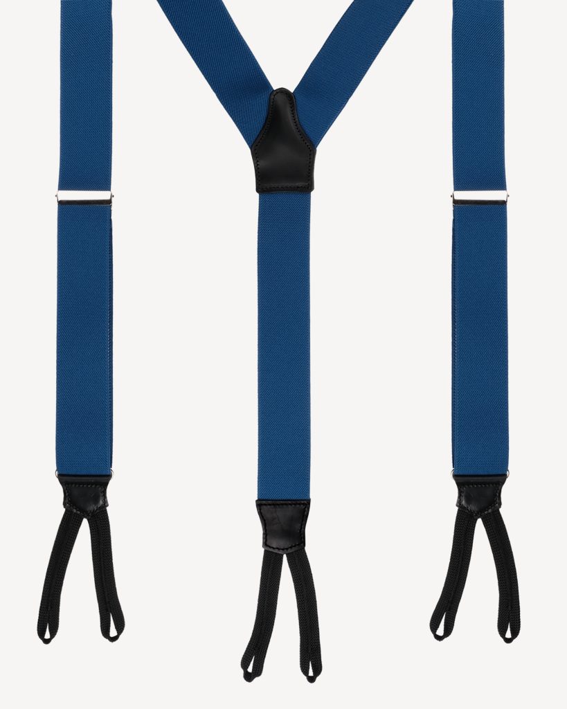 Classic Width Braces l Braid Ends - Solid Blue