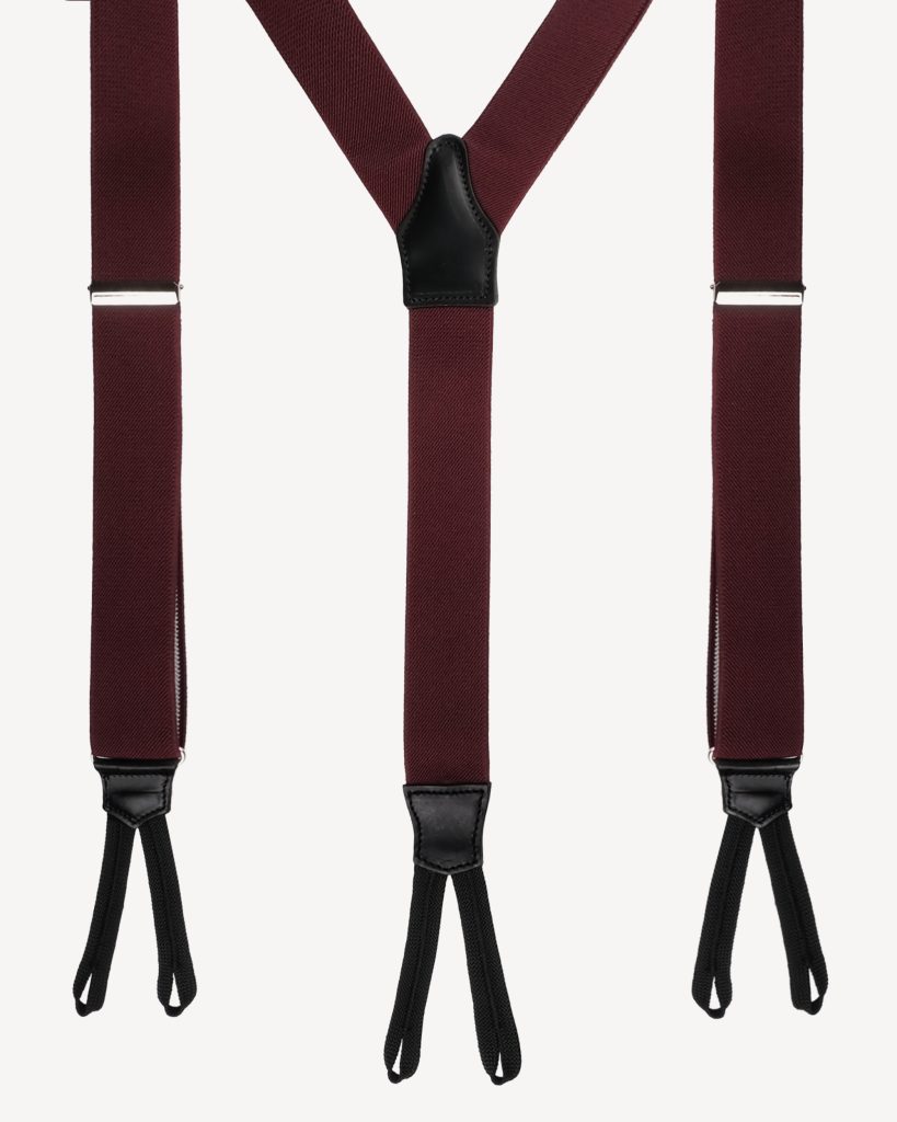 Classic Width Braces l Braid Ends - Solid Burgundy