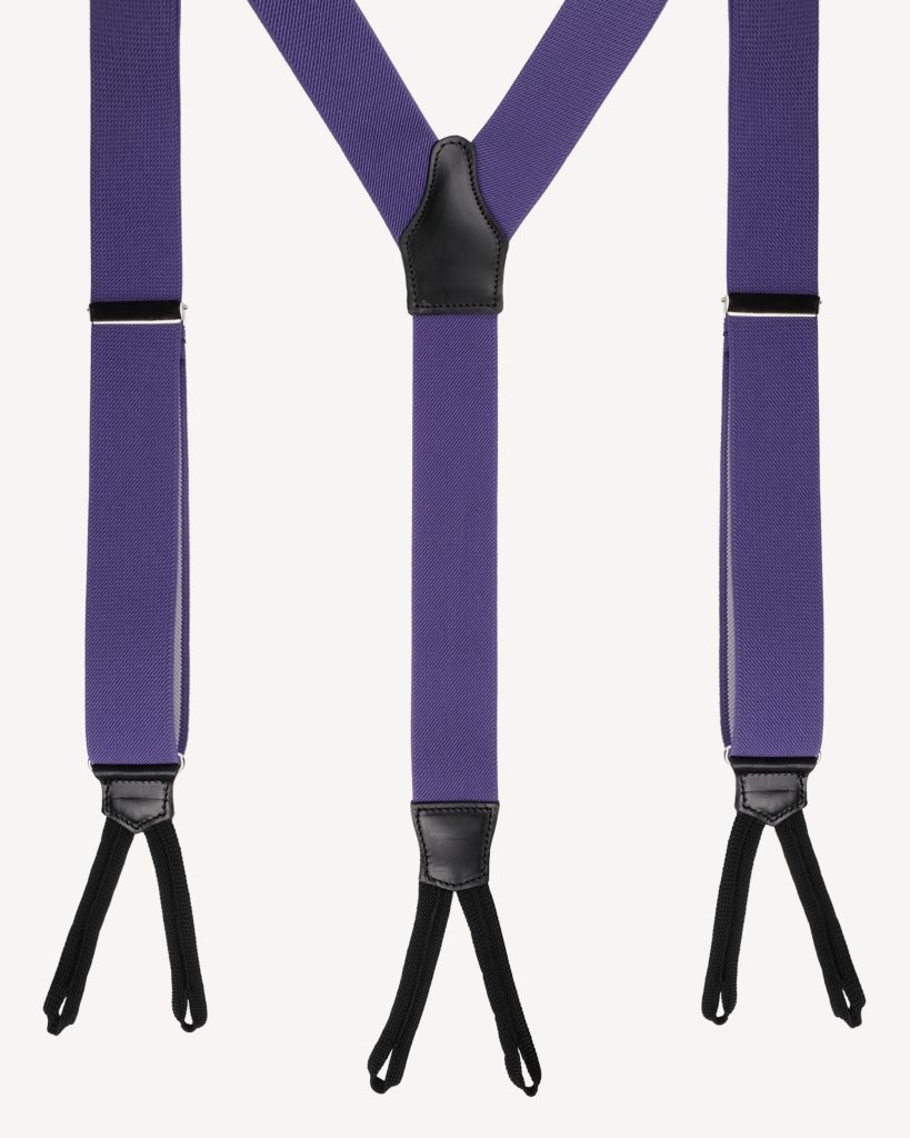 Classic Width Braces l Braid Ends - Solid Purple