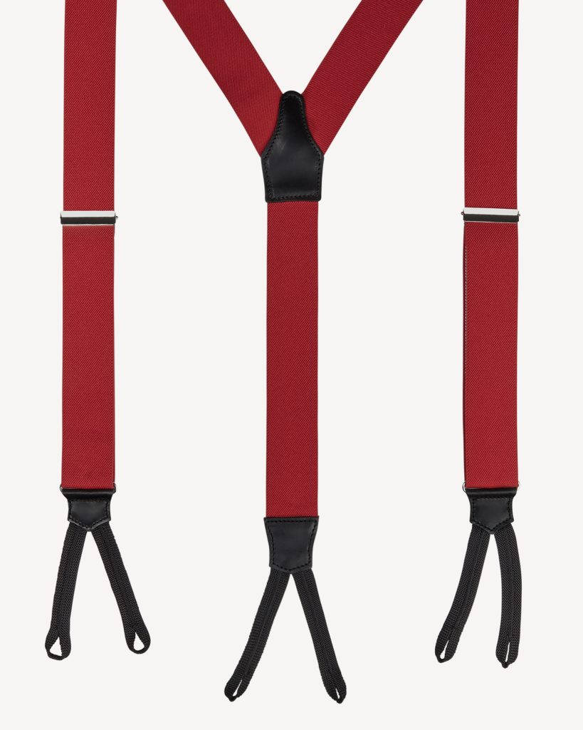 Classic Width Braces l Braid Ends - Solid Red