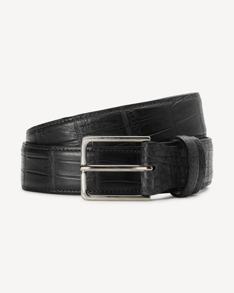 Como Alligator Leather Belt - Black