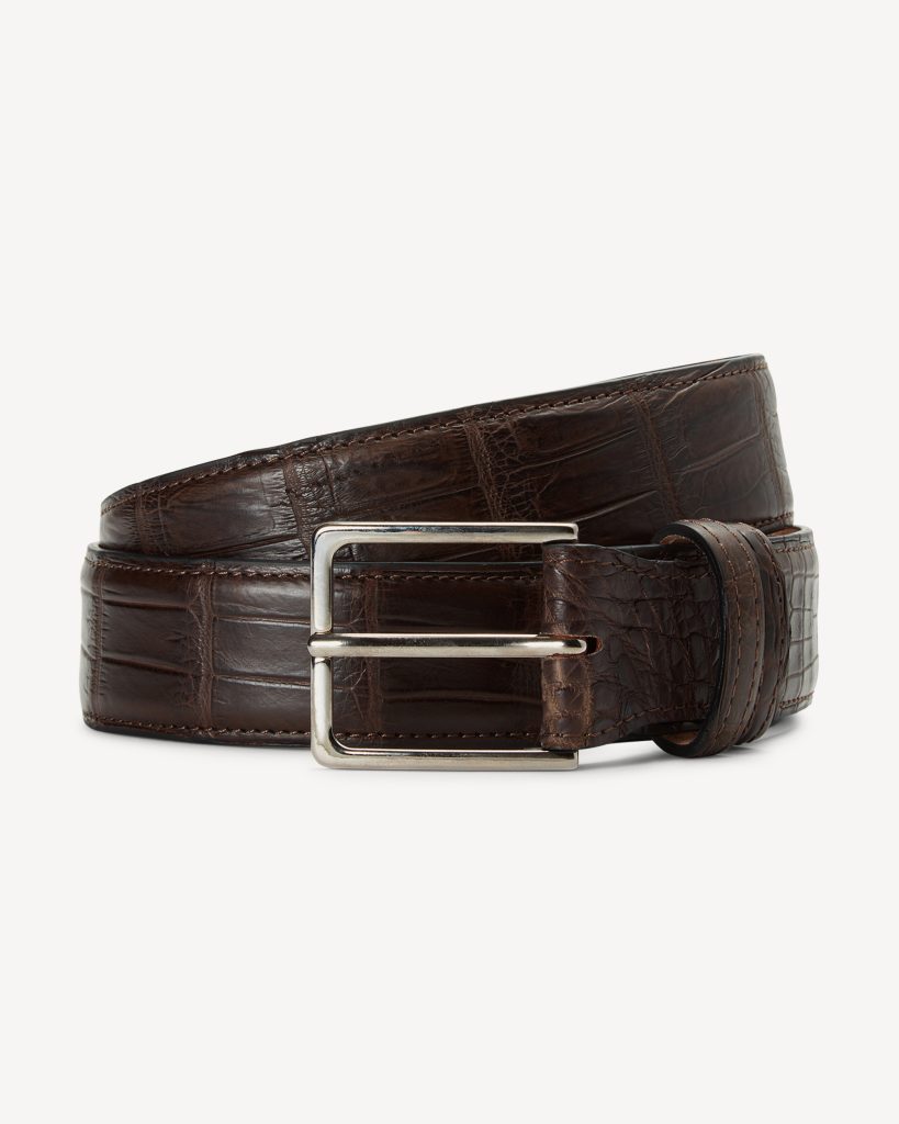 Como Alligator Leather Belt - Brown