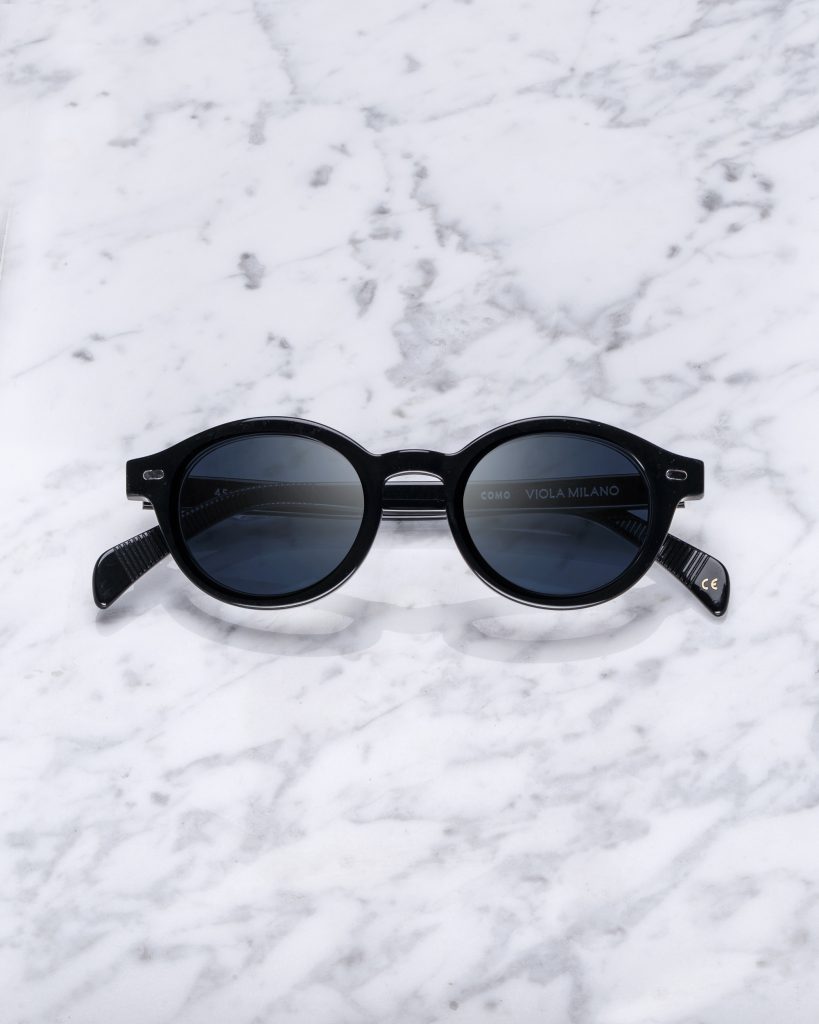 The Como Sunglasses - Black with Blue Lens