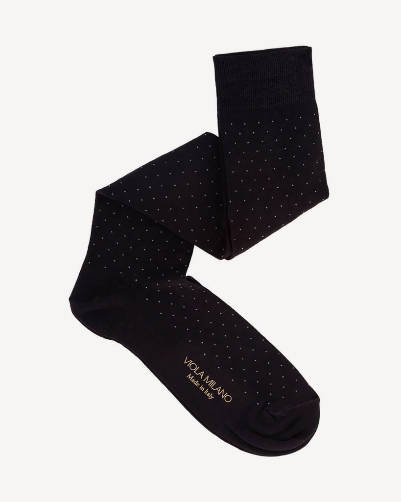 Dot Over-The-Calf Cotton/Silk Socks – Black/Grey
