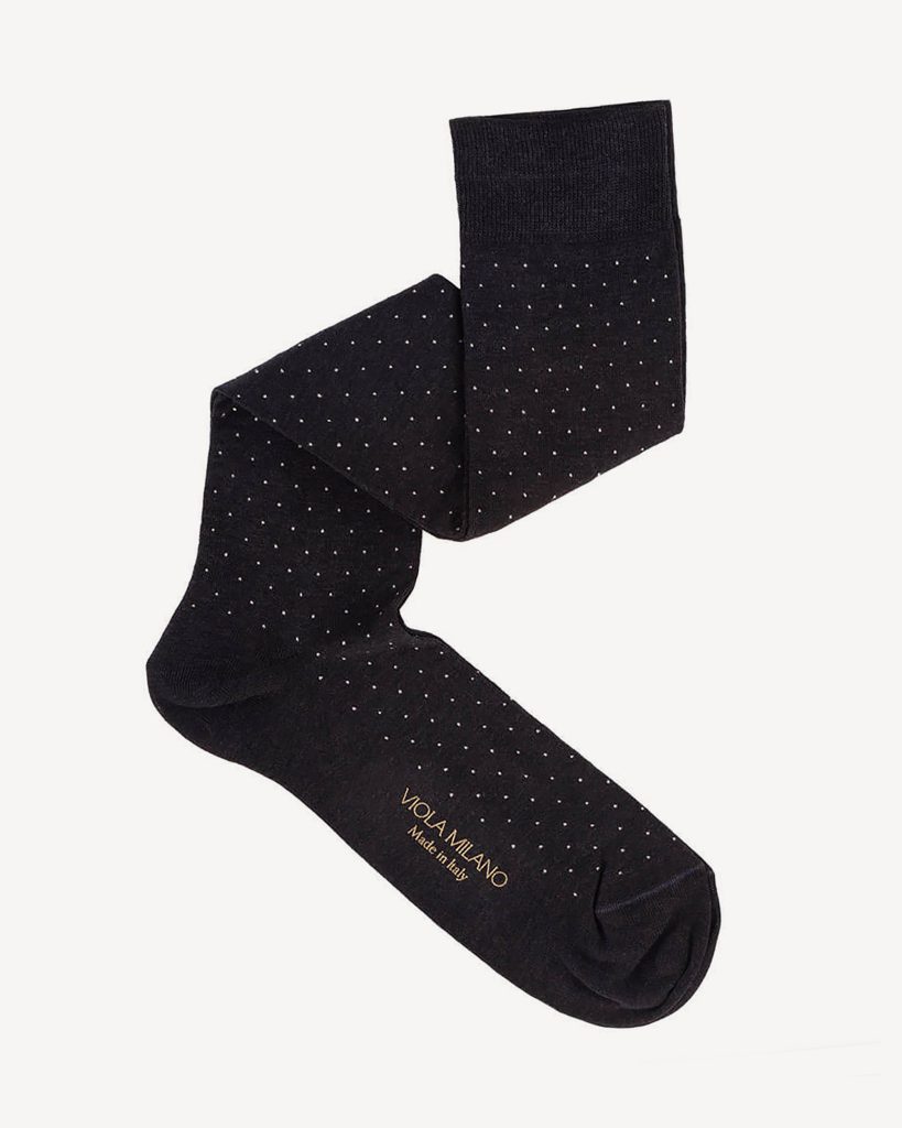 Dot Over-The-Calf Cotton/Silk Socks – Grey Mix