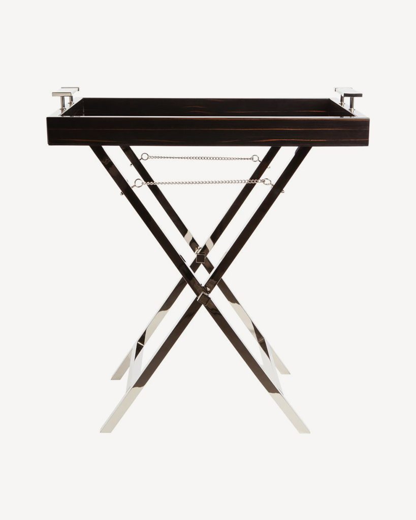 Ebony & Horn tray on nikel plated folding stand