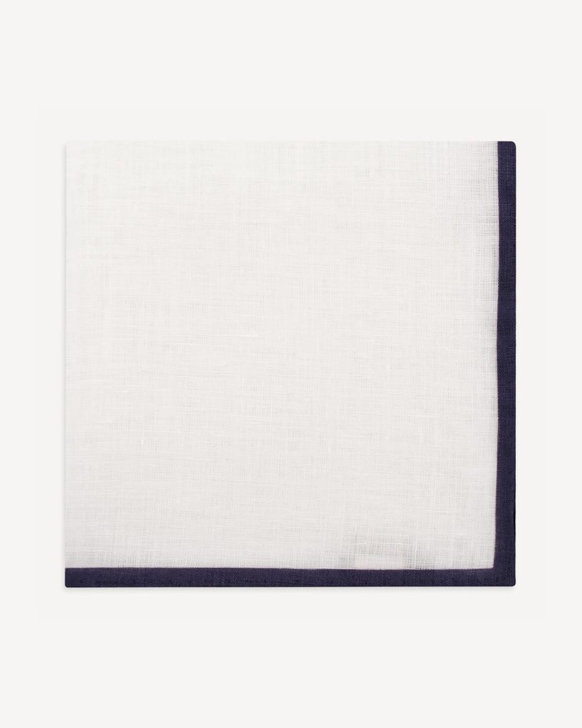 Classic Shoestring Linen Pocket Square - Navy