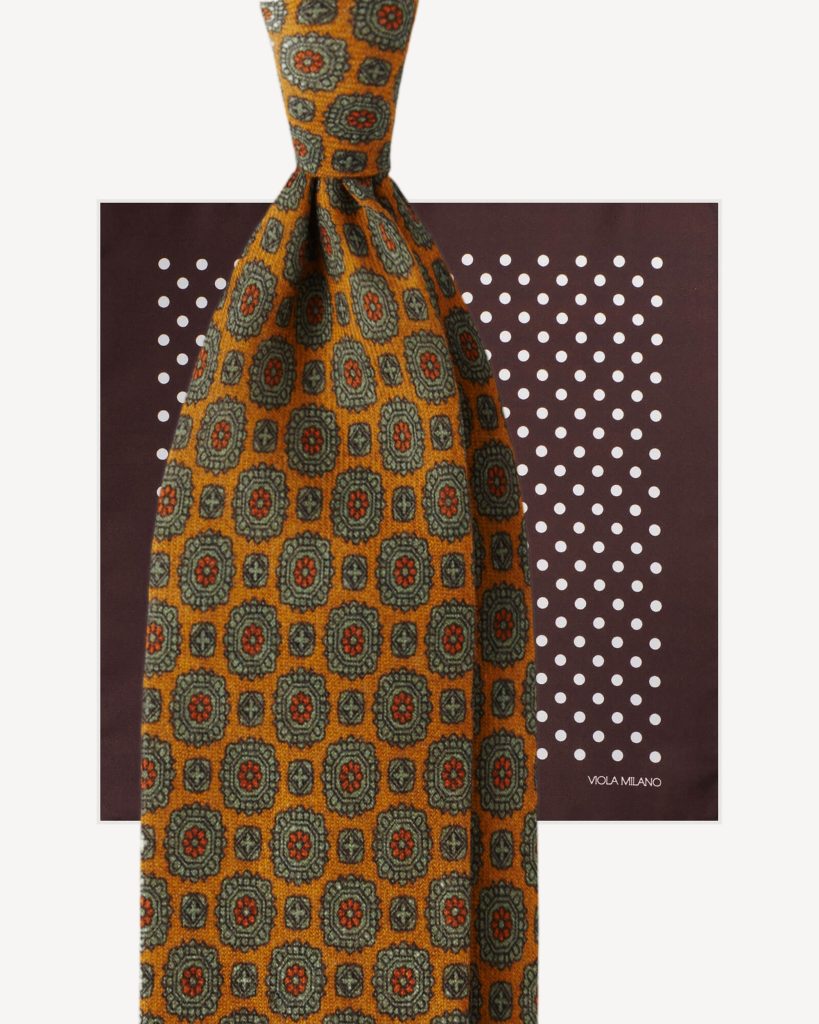 Essential Italian Printed Wool Package - Tie + Pocket Square