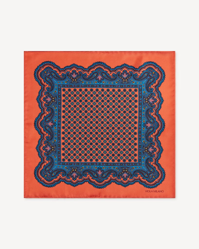 Floral Pattern Printed Solid Silk Pocket Square - Rose