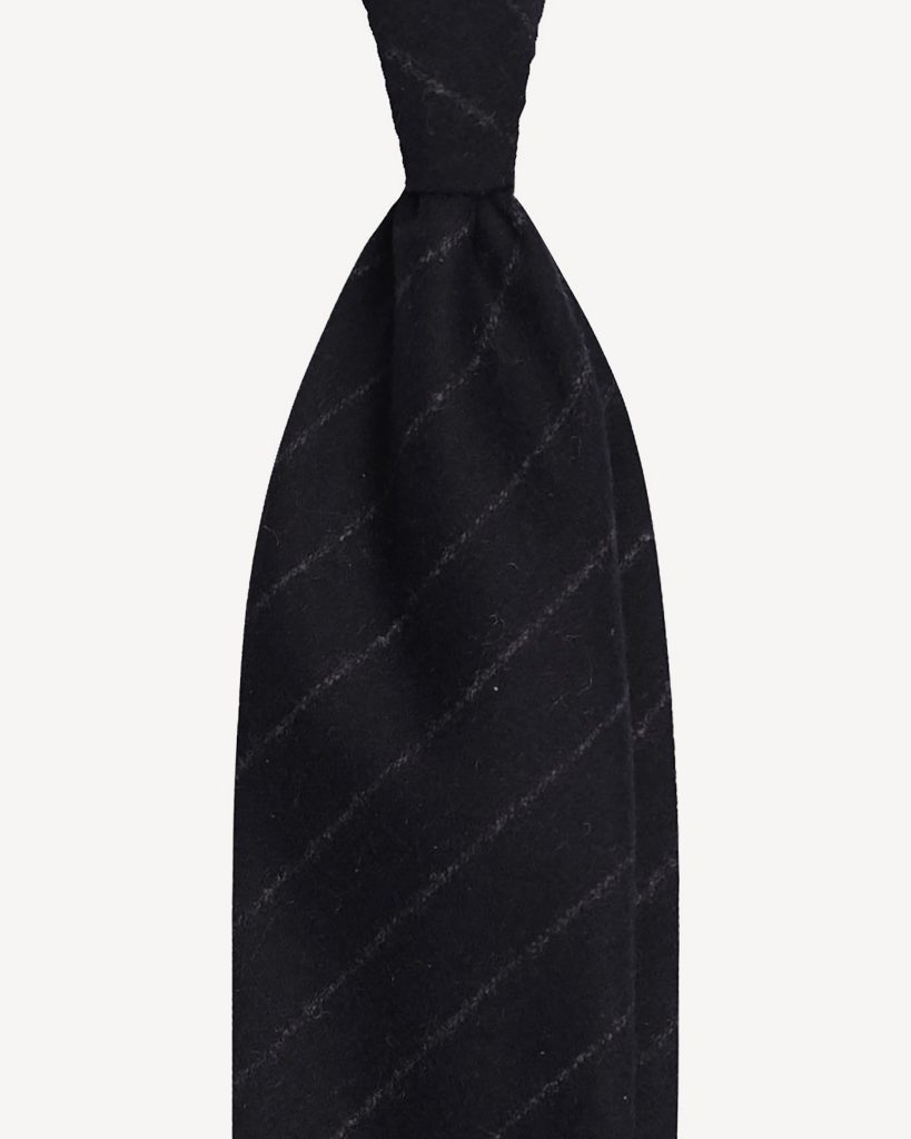 Fox Brothers Vintage Chalk Stripe Flannel Tie - Navy
