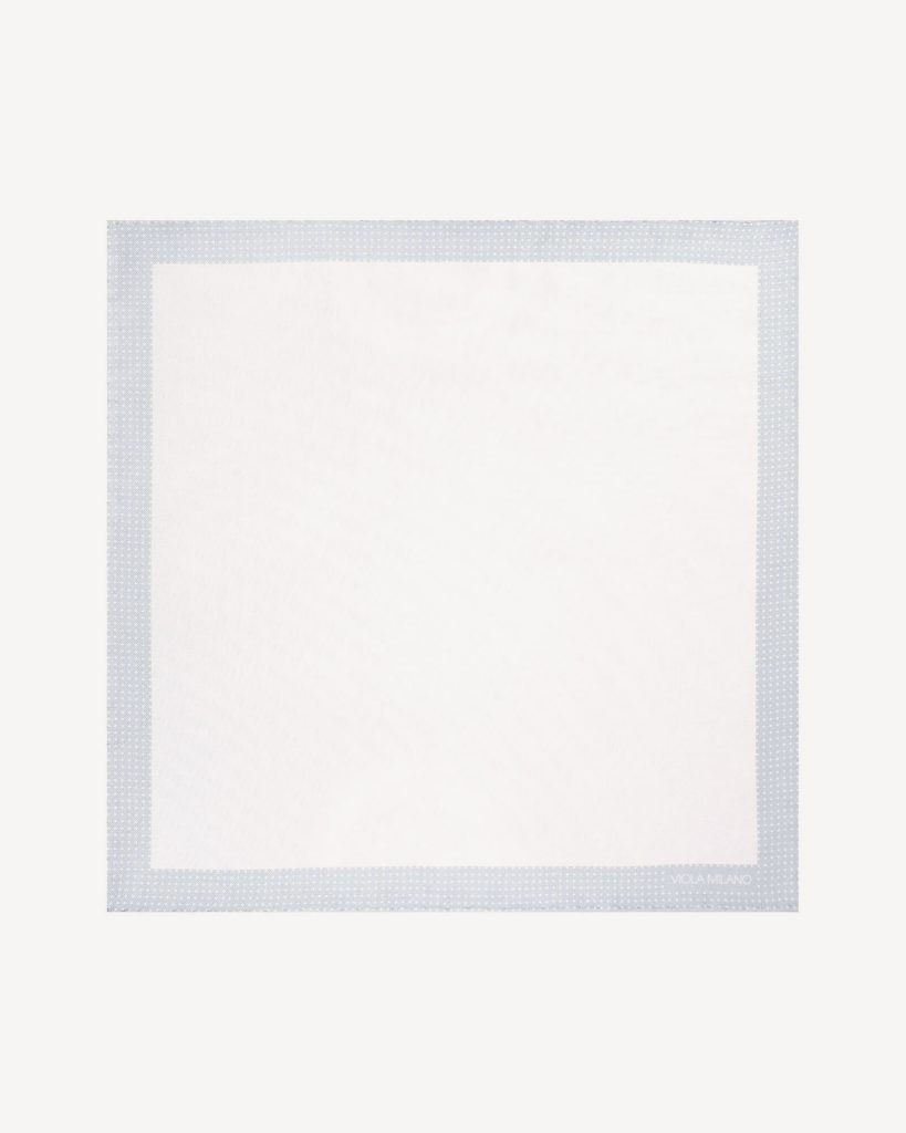 Frame polka dot Silk Pocket Square - Light Grey/White