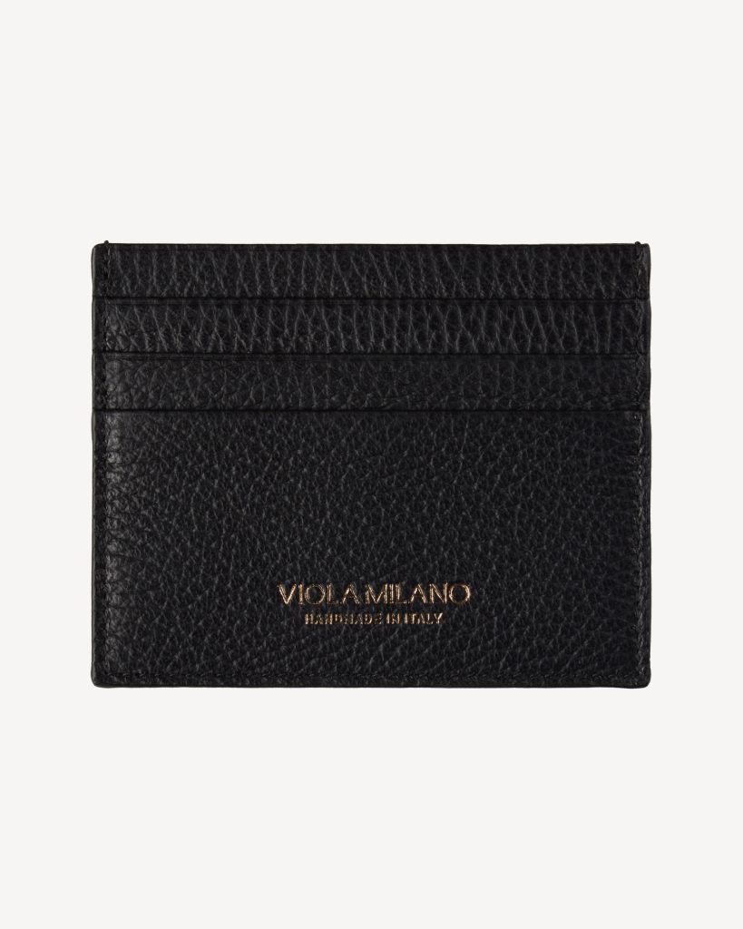 Grain Leather Credit Card Holder - Black