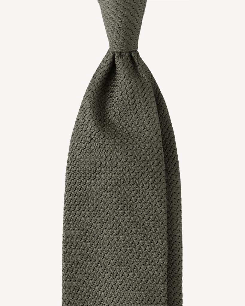 Grenadine Garza Grossa Unlined Tie - Army Green