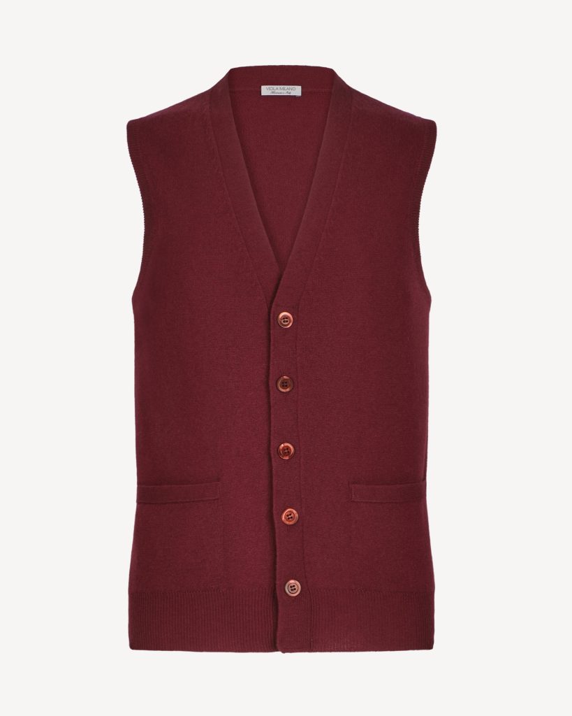 SLEEVELESS 100% Lambswool CARDIGAN – Bordeaux