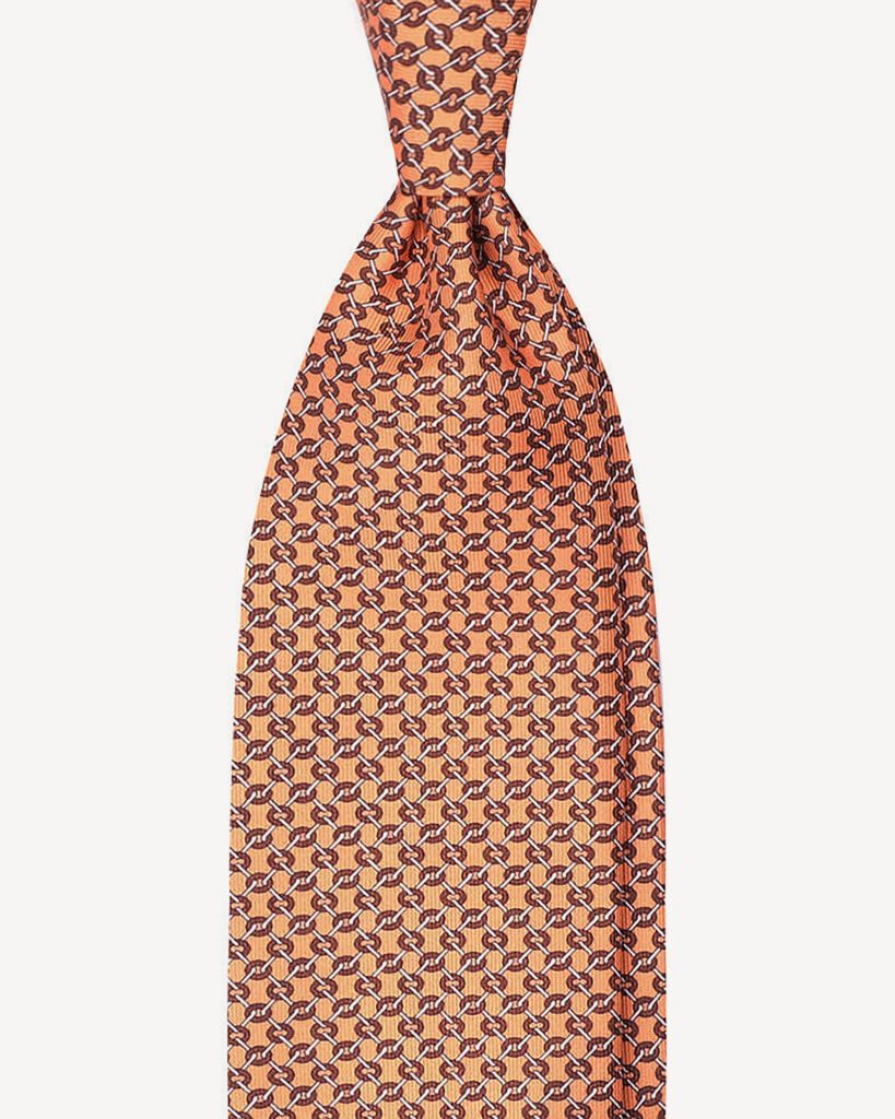 Infiniti Chain Selftipped Italian Silk Tie - Orange